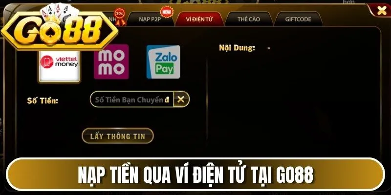 Nạp tiền qua ví điện tử tại Go88