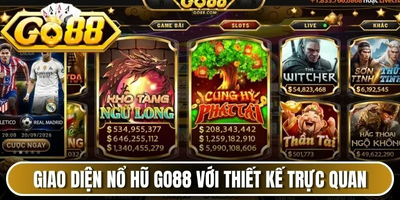 Giao diện nổ hũ Go88 với thiết kế trực quan và đa dạng lựa chọn trò chơi