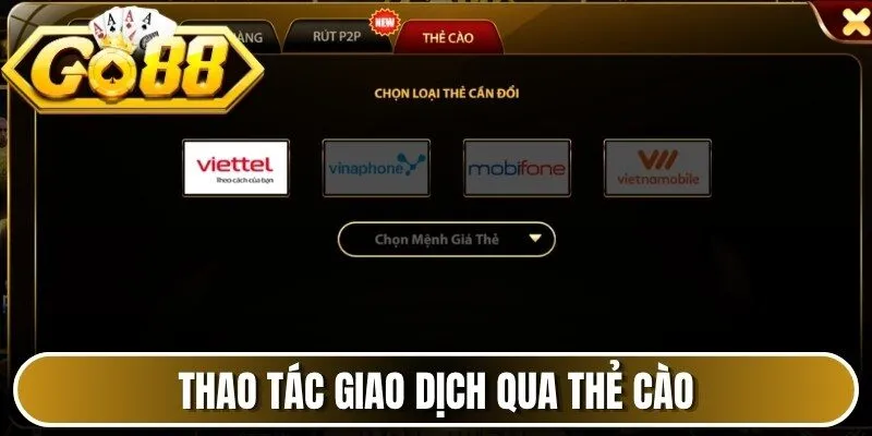 Thao tác giao dịch qua thẻ cào
